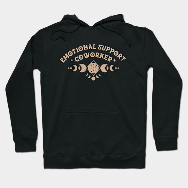 Emotional Support Coworker - Boho Colored Moon Phase Design Hoodie by best-vibes-only